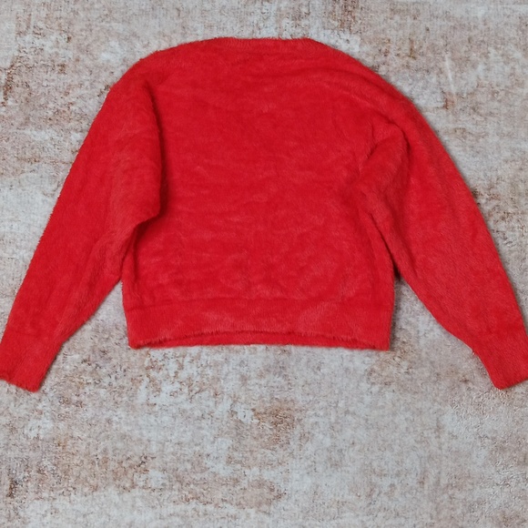 Splendid Red Fuzzy V Neck Sweater Top Womens Size Small - Picture 6 of 11